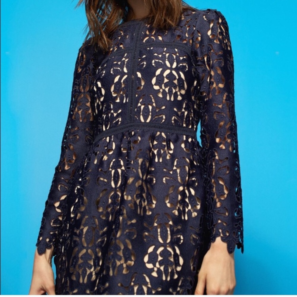 Lace navy lace midi dress